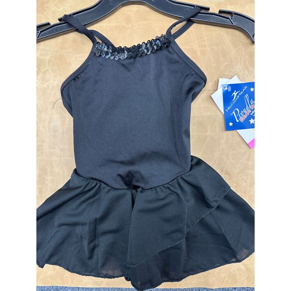 New Closeout Dance Leotard Dress Motionwear Small Child Black Sequin Trim Ballet